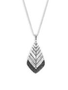 John Hardy Modern Chain Black Sapphire & Brushed Silver Pendant Necklace