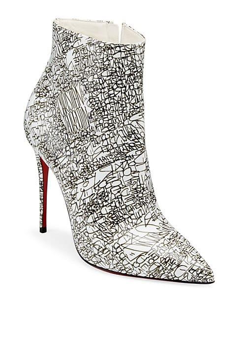 Christian Louboutin So Kate 100 Calligraphy Print Leather Booties