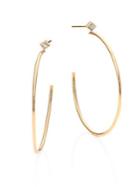 Zoe Chicco Medium Diamond & 14k Yellow Gold Hoop Earrings/1.25