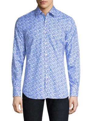 Canali Floral-print Cotton Button-down Shirt