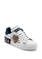 Dolce & Gabbana Embellished Heart Classic Leather Sneakers