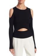 Scripted Cutout Ribbed Sweater