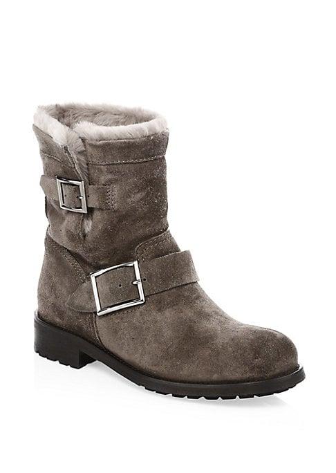 Jimmy Choo Youth Suede & Shearling Ankle Boots