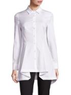Lela Rose Pleated-hem Stretch-cotton Poplin Shirt