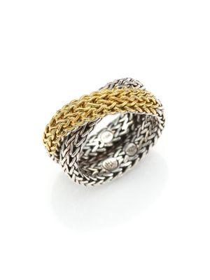 John Hardy Classic Chain 18k Yellow Gold & Sterling Silver Ring