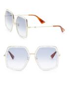 Gucci 56mm Geometric Glitter Sunglasses