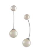 Majorica 10mm White Organic Pearl Drop Earrings/silvertone