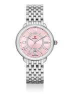 Michele Watches Serein Mid Diamond & Stainless Steel Bracelet Watch