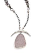 Chan Luu Pyrite, Mystic Lab & White Agate Beaded Pendant Necklace