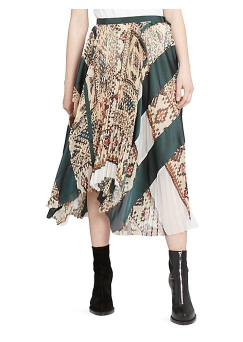 Sacai Printed Plisse Satin Midi Skirt