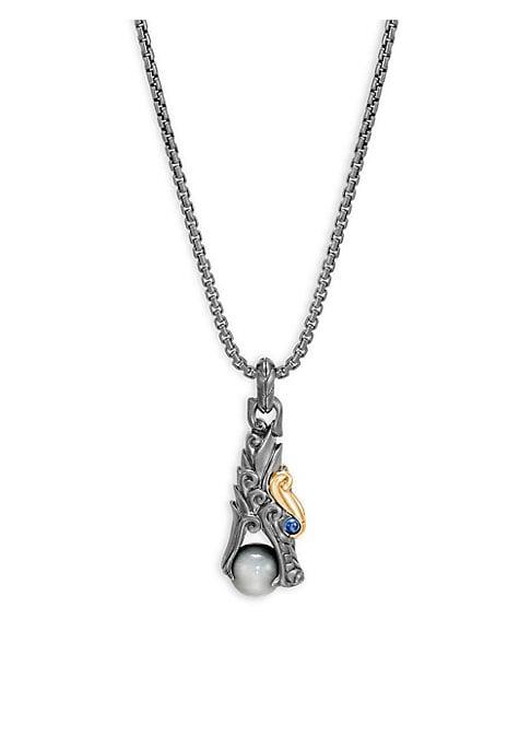 John Hardy Legends 18k Gold & Silver Sapphire Dragon Pendant Necklace