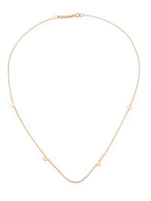Zoe Chicco Tiny Letters Love 14k Yellow Gold Station Necklace