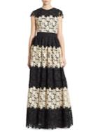 Alice + Olivia Noel Colorblock Lace Gown