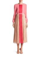 Agnona Silk Colorblock Dress