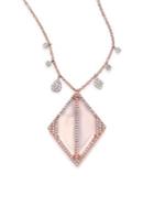 Meira T Chalcedony, Mother-of-pearl, Diamond & 14k Rose Gold Geometric Doublet Pendant Necklace