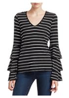 Scripted Striped Bell Sleeve T-shirt