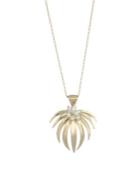 Annette Ferdinandsen Tropical Curled Palm Fan Pearl Pendant Necklace