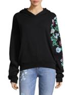 7 For All Mankind Floral-accent Crop Hoodie