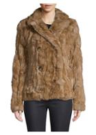 Adrienne Landau Rex Rabbit Fur Pea Coat