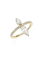 Adriana Orsini 18k Goldplated Silver & Pear-cut Cubic Zirconia Pave Ring