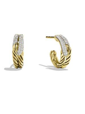 David Yurman Labyrinth Single-loop Earrings With Diamonds In Gold