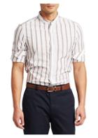 Brunello Cucinelli Mandarin Collar Striped Sport Shirt