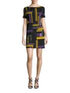 Versace Collection Printed Jersey Cold-shoulder Shift Dress