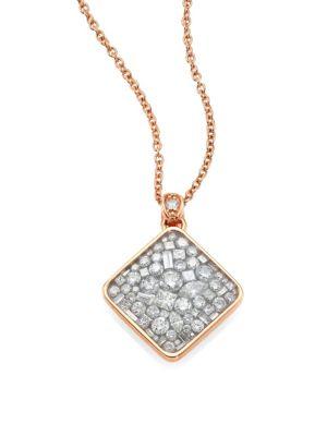 Pleve Diamond & 18k Rose Gold Pendant Necklace