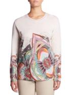 Basler, Plus Size Regular-fit Paisley Print Wool Sweater