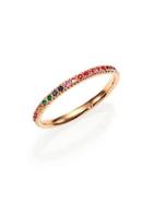Sydney Evan Multicolor Sapphire, Ruby, Emerald & 14k Rose Gold Rainbow Eternity Band Ring