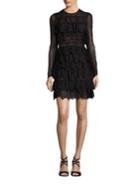 Ml Monique Lhuillier Tiered Ruffled Lace Dress