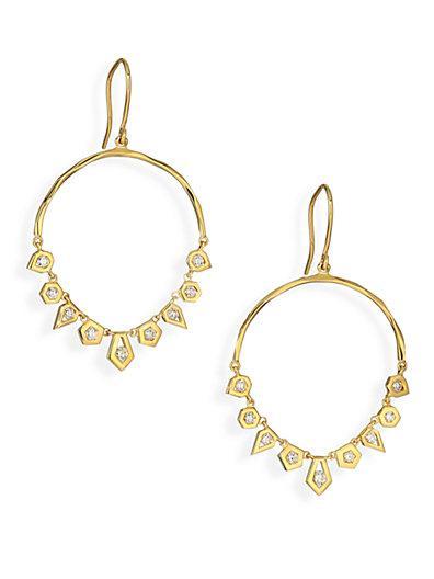 Ron Hami Rain Diamond & 18k Yellow Gold Arc Chandelier Earrings
