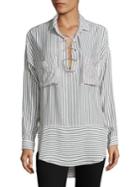 The Kooples Cord Stripe Lace-up Shirt