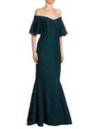 Teri Jon By Rickie Freeman Off-the-shoulder Lace Gown