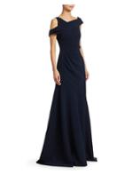 Theia Draped Cross-shoulder Crepe Gown