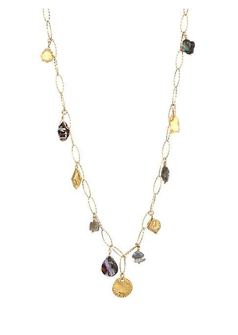 Chan Luu Citrine & Mixed Stone Charm 18k Goldplated Sterling Silver Long Necklace