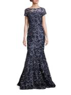 David Meister Embroidered Mermaid Gown