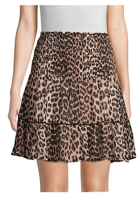 Ganni Printed Georgette Leopard Mini Skirt