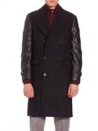 Kent And Curwen Officer Leather-sleeve Coat