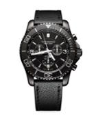 Victorinox Swiss Army Mav Black Titanium & Leather Watch