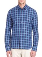 Saks Fifth Avenue Collection Windowpane Checked Long Sleeve Shirt
