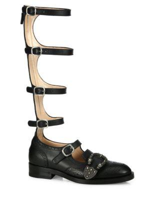 Gucci Gucci Queercore Buckle Leather Gladiator Knee-high Boots