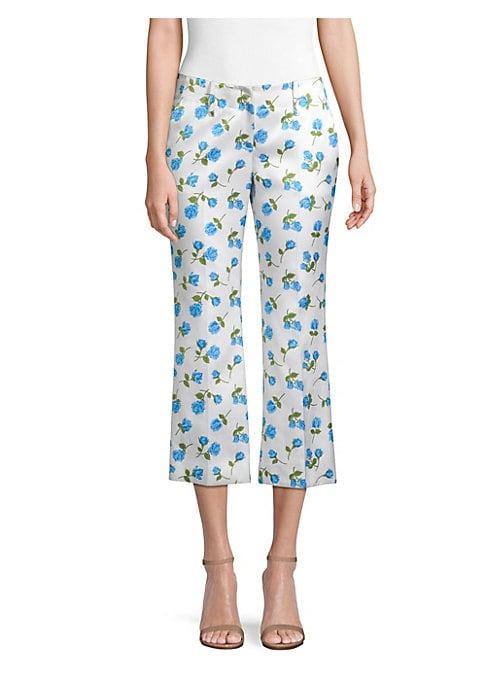 Michael Kors Collection Rose Print Cropped Pants