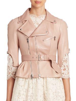 Alexander Mcqueen Cropped Leather Moto Jacket