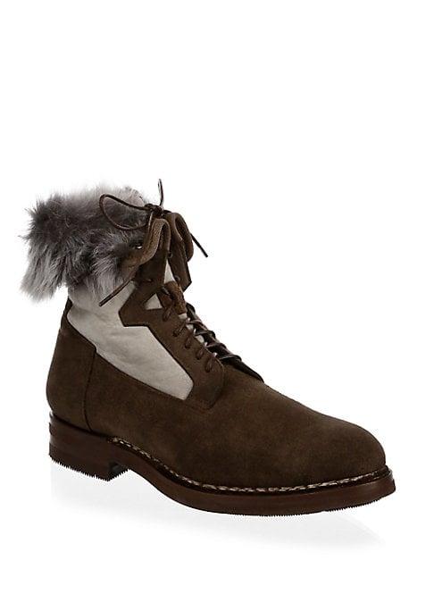 Santoni Shearling-lined Suede Ankle Boots