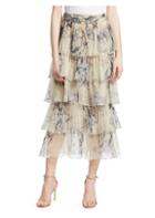 Johanna Ortiz Journey Of The Soul Tiered Floral Silk Skirt