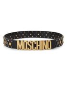 Moschino Black Studded Logo Belt