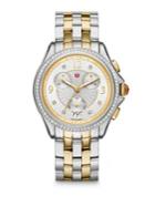 Michele Watches Belmore Chronograph Diamond & Two-tone Stainless Steel Bracelet Watch