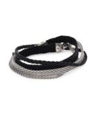 Title Of Work Gridlocks Sterling Silver And Braided Leather Micromesh Bracelet
