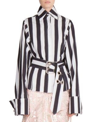 Marques'almeida Belted Striped Shirt